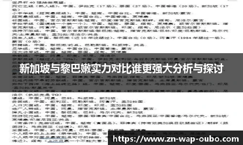 新加坡与黎巴嫩实力对比谁更强大分析与探讨